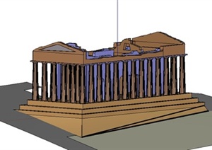 仿雅典娜神庙遗址建筑设计SU(草图大师)模型