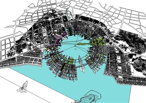 现代风格滨水城市规划设计SU(草图大师)模型
