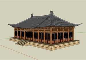 中国古典中式风格文化古建筑SU(草图大师)模型