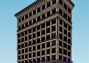现代银行大厦建筑设计SU(草图大师)模型