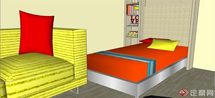 某现代风格住宅卧室设计SU模型(2)