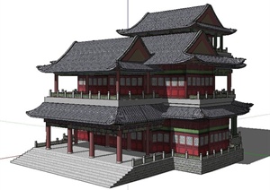 古典中式建筑设计SU(草图大师)模型