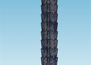 现代广播电视塔中心建筑Su模型