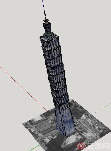 现代广播电视塔中心建筑Su模型(2)