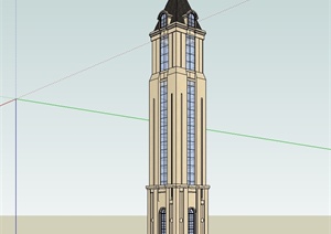 法式塔楼设计SU(草图大师)模型
