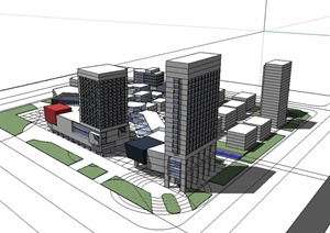 现代城市综合体规划设计SU(草图大师)模型