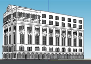 某地简欧风格多层办公楼建筑设计SU(草图大师)模型