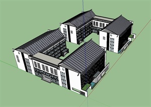 现代中式风格办公楼设计SU(草图大师)模型