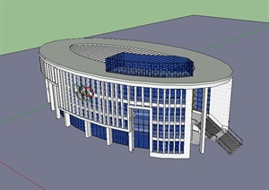 现代风格游泳馆建筑设计SU(草图大师)模型