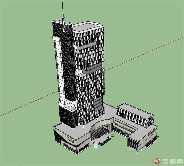 现代风格高层酒店星级楼建筑设计su模型(1)