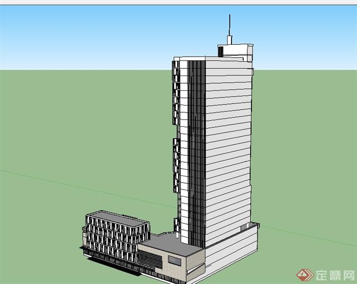 现代风格高层酒店星级楼建筑设计su模型(3)
