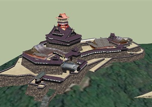某日式风格旅游景区古建筑设计SU(草图大师)模型