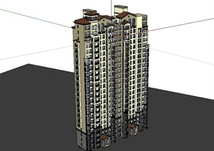 西班牙住宅小高层建筑楼设计SU(草图大师)模型