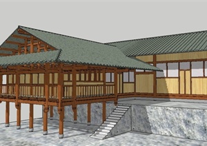 中式民宅民房建筑设计SU(草图大师)模型