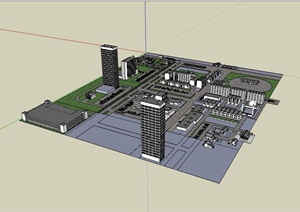 某欧式风格工厂建筑群设计SU(草图大师)模型