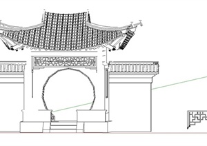 某简约古典中式风格亭房设计SU(草图大师)模型