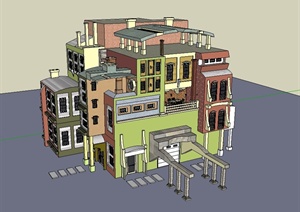 某现代风格多层别墅建筑楼设计SU(草图大师)模型