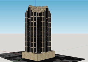 某美式风格银行总部办公大楼建筑设计SU(草图大师)模型