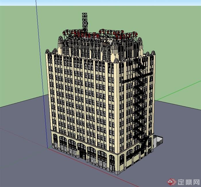 某欧式风格多层办公建筑楼设计su模型(1)