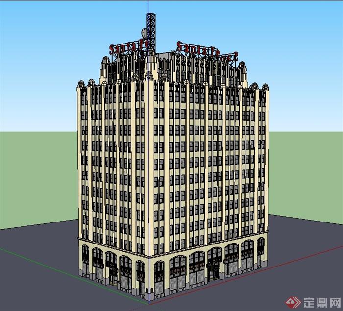 某欧式风格多层办公建筑楼设计su模型(2)