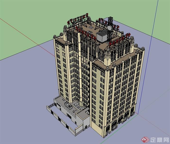 某欧式风格多层办公建筑楼设计su模型(3)