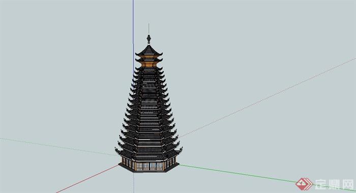 某日式高层塔楼设计SU模型(1)