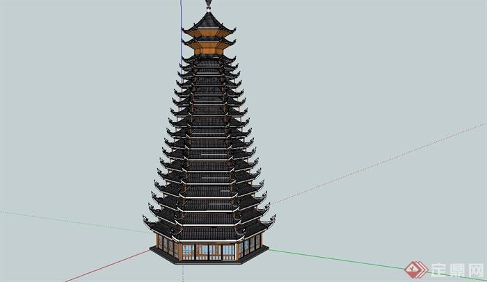 某日式高层塔楼设计SU模型(2)