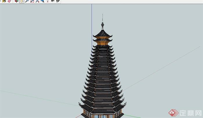 某日式高层塔楼设计SU模型(3)