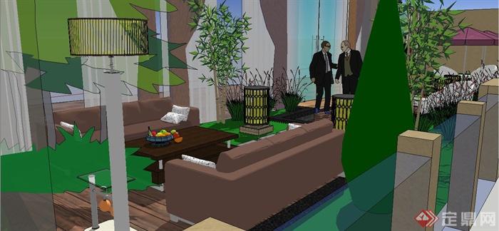某现代风格会议室露台景观设计SU模型(2)