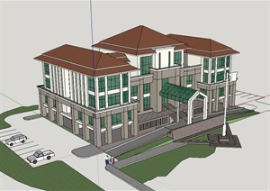 某欧式风格政府办公楼建筑设计SU(草图大师)模型
