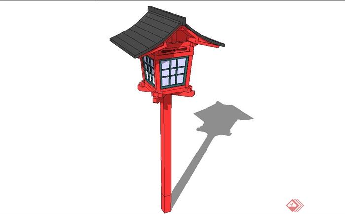 某古典中式风格庭院灯设计SU模型(1)