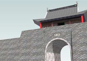 某古典中式风格城门楼建筑设计SU(草图大师)模型