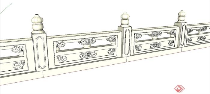 某古典中式风格桥梁栏杆设计SU模型(4)