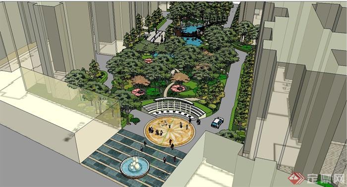 某欧式风格住宅小区花园景观规划设计SU模型(1)