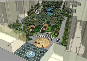 某欧式风格住宅小区花园景观规划设计SU(草图大师)模型