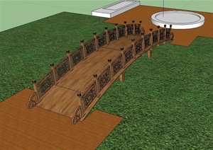 中国古典中式风格木质园桥设计SU(草图大师)模型
