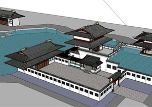 某中式旅游区古建筑设计SU(草图大师)模型