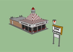 肯德基餐饮店建筑设计SU(草图大师)模型