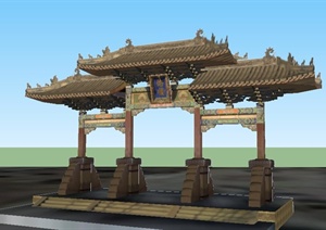 古典中式景观牌坊设计SU(草图大师)模型