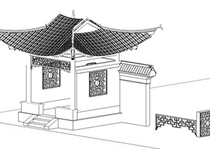 古典中式入户门亭设计SU(草图大师)模型