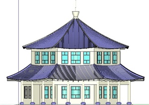 中式八角古建筑设计SU(草图大师)模型