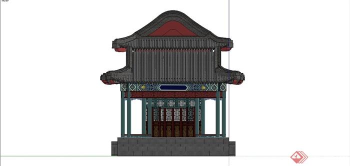 某精致古典中式风格亭廊组合设计SU模型(3)