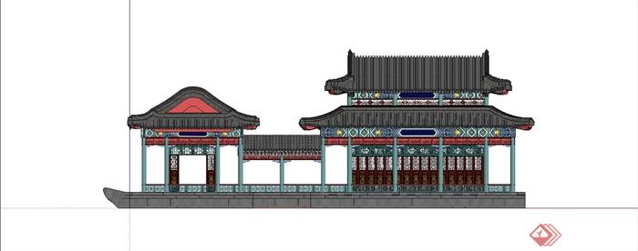 某精致古典中式风格亭廊组合设计SU模型(4)