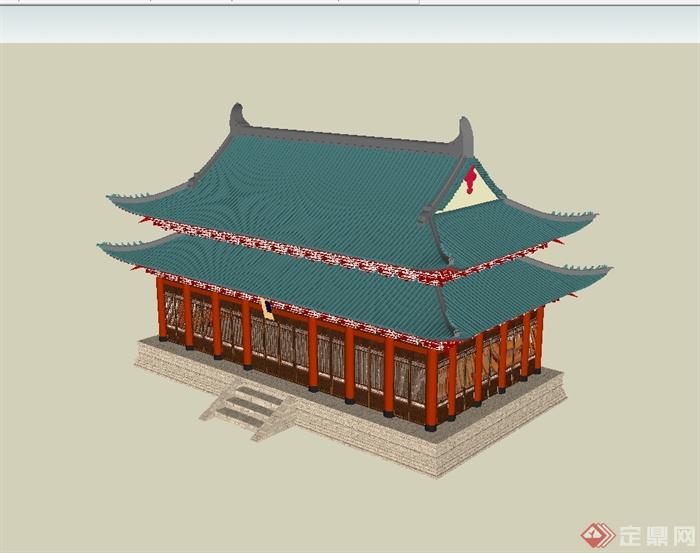 中国古典中式皇城旅游建筑su模型(1)