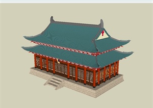 中国古典中式皇城旅游建筑SU(草图大师)模型