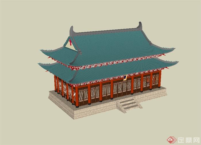 中国古典中式皇城旅游建筑su模型(2)