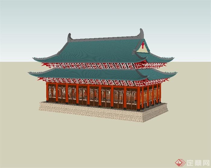 中国古典中式皇城旅游建筑su模型(3)