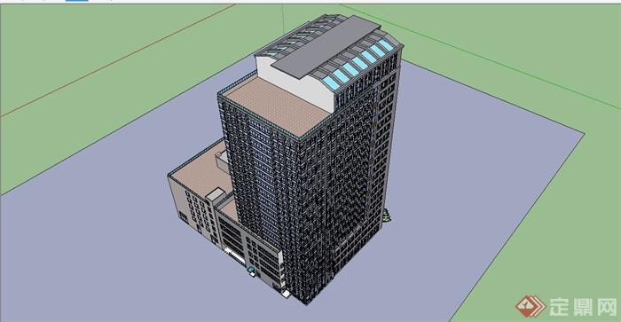 某精致现代风格高层办公大厦建筑SU模型设计(4)