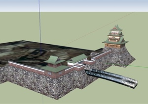 日式风格景区建筑SU(草图大师)模型