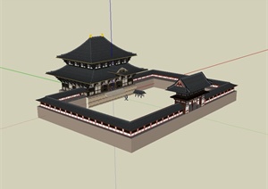 某日式风格寺庙庙宇建筑设计SU(草图大师)模型